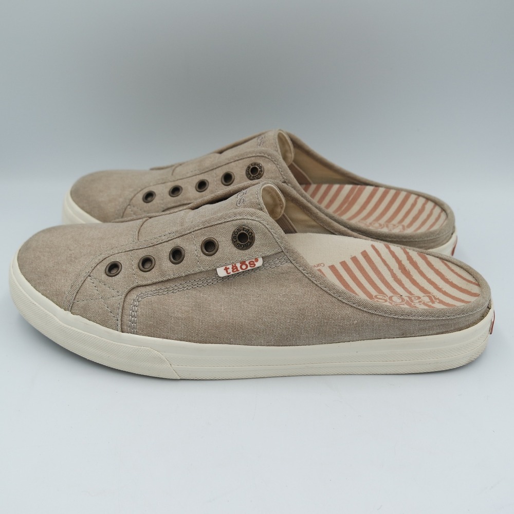 Taos EZ Soul Womens Sand Canvas Slip On Mule Sneaker Shoes Size 11